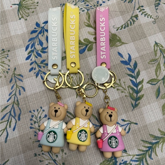 Starbucks Accessories - Starbucks Bear Keychains in Blue, Yellow, and Pink